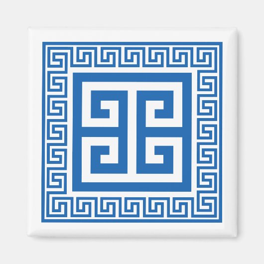 Griechisches Schlüsselblau und weißes Magnet (Vorne)