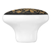 Griechisches Schlüsseldekor - Schwarz und Gold Keramikknauf (Seitenansicht)