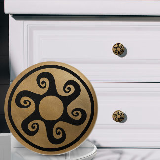 Griechisches Schlüsseldekor - Schwarz und Gold Keramikknauf