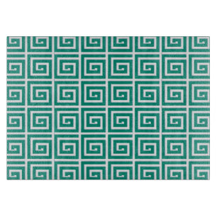 griechisches Schlüsseldesign - aquamarin und weiß Schneidebrett