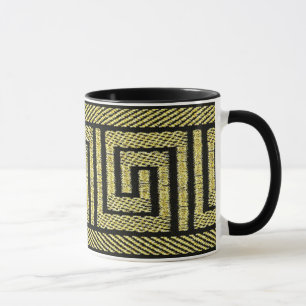 Griechisches Schlüsseldesign in Gold und Schwarz Tasse