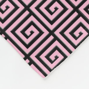 Griechisches Schlüsseldesign - Rosa und Schwarz Fleecedecke