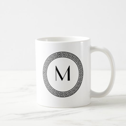 Griechisches Schlüsselentwurfs-Monogramm Kaffeetasse (Rechts)