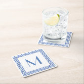 Griechisches Schlüsselentwurfs-Monogramm Rechteckiger Pappuntersetzer (Vor Ort)