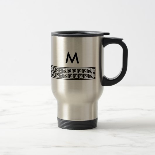 Griechisches Schlüsselentwurfs-Monogramm Reisebecher (Rechts)