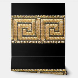 Griechisches Schlüsselgold für Black Designer Tapete