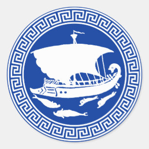 Griechisches Schlüsselkonzept Runder Aufkleber