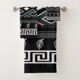 Griechisches Schlüsselmotiv Badhandtuch Set