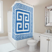 Griechisches Schlüsselmuster Blau und Weiß Duschvorhang (Beispiel)
