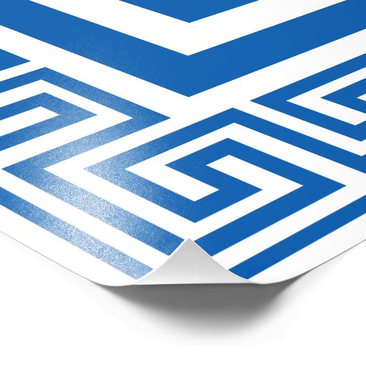 Griechisches Schlüsselmuster Blau und Weiß Fotodruck (Ecke)