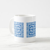 Griechisches Schlüsselmuster Blau und Weiß Kaffeetasse (Vorderseite Links)