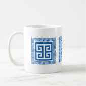 Griechisches Schlüsselmuster Blau und Weiß Kaffeetasse (Links)