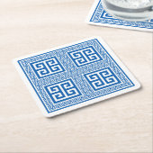 Griechisches Schlüsselmuster Blau und Weiß Rechteckiger Pappuntersetzer (angewinkelt)