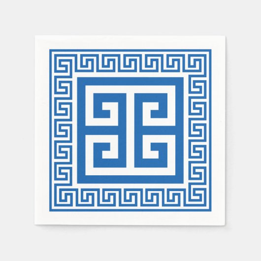 Griechisches Schlüsselmuster Blau und Weißbuch Nap Serviette (Vorderseite)
