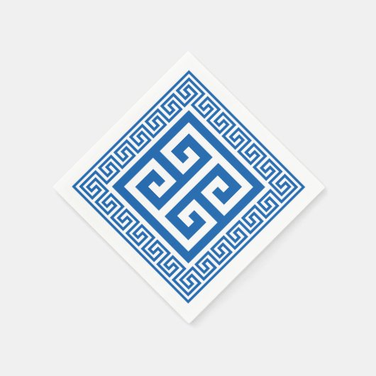 Griechisches Schlüsselmuster Blau und Weißbuch Nap Serviette (Ecke)