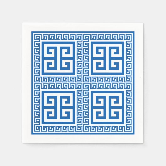 Griechisches Schlüsselmuster Blau und Weißbuch Nap Serviette (Vorderseite)