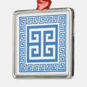 Griechisches Schlüsselmuster Blau- und Weißmetalld Ornament Aus Metall (Links)