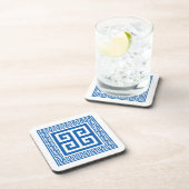 Griechisches Schlüsselmuster Blau-Weiß-Design-Unte Getränkeuntersetzer (Rechte Seite)