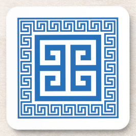 Griechisches Schlüsselmuster Blau-Weiß-Design-Unte Getränkeuntersetzer