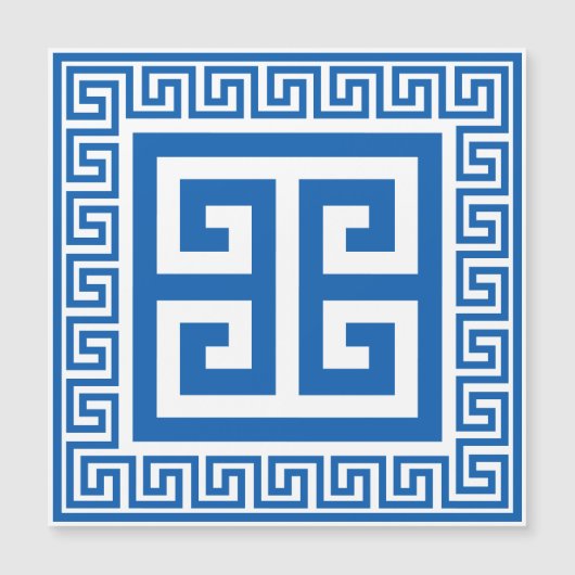 Griechisches Schlüsselmuster Blau-Weiß-Magnetkarte Magnetkarte (Vorderseite)