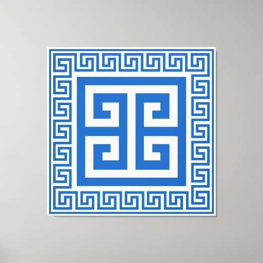Griechisches Schlüsselmuster Blau-weiße Leinwand (Vorderseite)