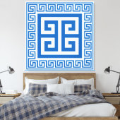 Griechisches Schlüsselmuster Blau-weiße Leinwand (Insitu (Schlafzimmer))