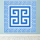 Griechisches Schlüsselmuster Blau-weiße Leinwand (Insitu (Holzboden))