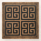 Griechisches Schlüsselmuster Glasuntersetzer (Vorderseite)