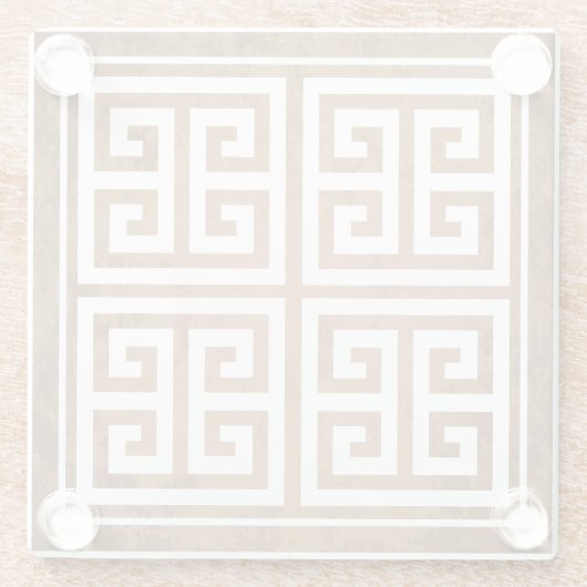 Griechisches Schlüsselmuster Glasuntersetzer (Rückseite)