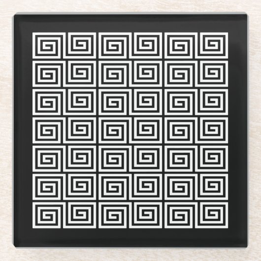 Griechisches Schlüsselmuster Glasuntersetzer (Vorderseite)