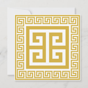 Griechisches Schlüsselmuster Goldene Designkarte