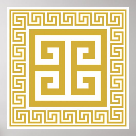 Griechisches Schlüsselmuster Goldenes Design Poster (Vorne)