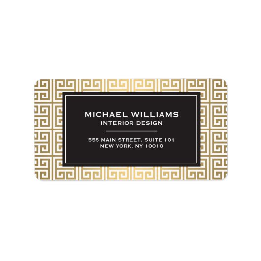 Griechisches Schlüsselmuster in Imitaten - Gold/We Adressaufkleber (Vorne)