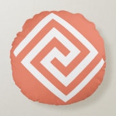 Griechisches Schlüsselmuster Orange White Gift Tre Rundes Kissen (Vorderseite)