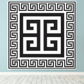 Griechisches Schlüsselmuster Schwarz-Design-Leinwa Leinwanddruck (Insitu (Holzboden))