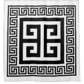 Griechisches Schlüsselmuster Schwarzes Design Duschvorhang (Vorderseite)
