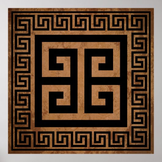 Griechisches Schlüsselmuster Schwarzes Design Poster (Vorne)