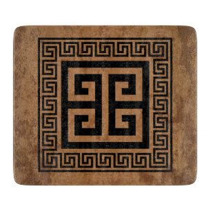 Griechisches Schlüsselmuster Schwarzes Design Schneidebrett