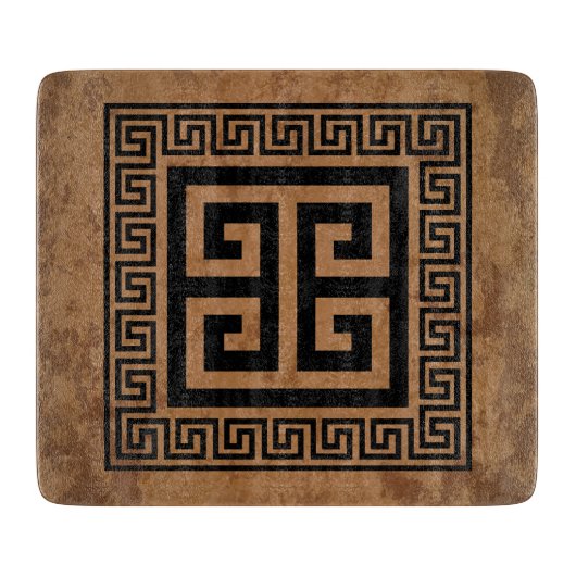 Griechisches Schlüsselmuster Schwarzes Design Schneidebrett (Vorderseite)