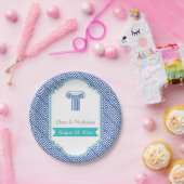 Griechisches Schlüsselmuster und Hochzeit in Aqua- Pappteller (Party)