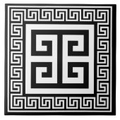 Griechisches Schlüsselmuster weiß über schwarzes D Fliese (Vorderseite)