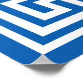 Griechisches Schlüsselmuster: Weiß und Blau Poster (Ecke)