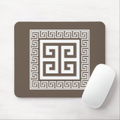 Griechisches Schlüsselmuster, weiß und braun Mousepad (Mit Mouse)