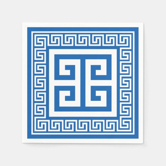 Griechisches Schlüsselmuster Weißbuch und Blaues P Serviette (Vorderseite)
