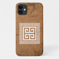 Griechisches Schlüsselmuster Weißes Design iPhone/