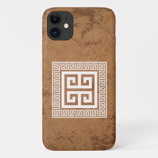 Griechisches Schlüsselmuster Weißes Design iPhone/ Case-Mate iPhone Hülle (Rückseite)