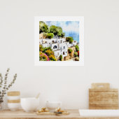 GRIECHISCHES SEESIDDORF WASSERFARBE POSTER (Küche)