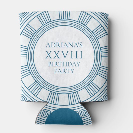 Griechisches Toga-Party mit blauen Mustern Dosenkühler (Rückseite)