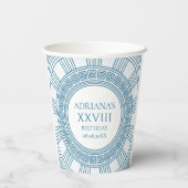 Griechisches Toga-Party mit blauen Mustern Pappbecher (Rückseite)