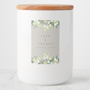 Griege Snowberry+Eucalyptus Winter Wedding Lebensmitteletikett
